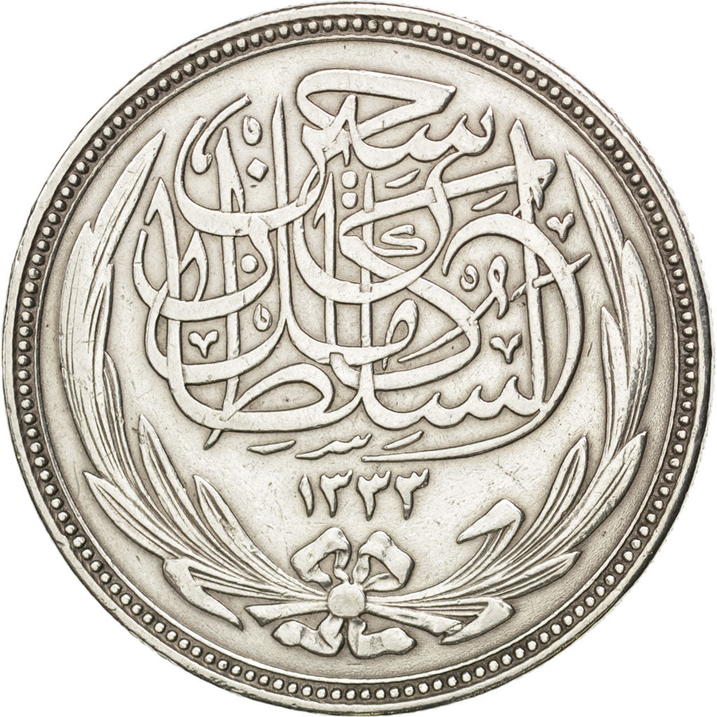 EGYPT, 20 Piastres, 1917, KM #321, EF(40-45), Silver, 40, 27.74