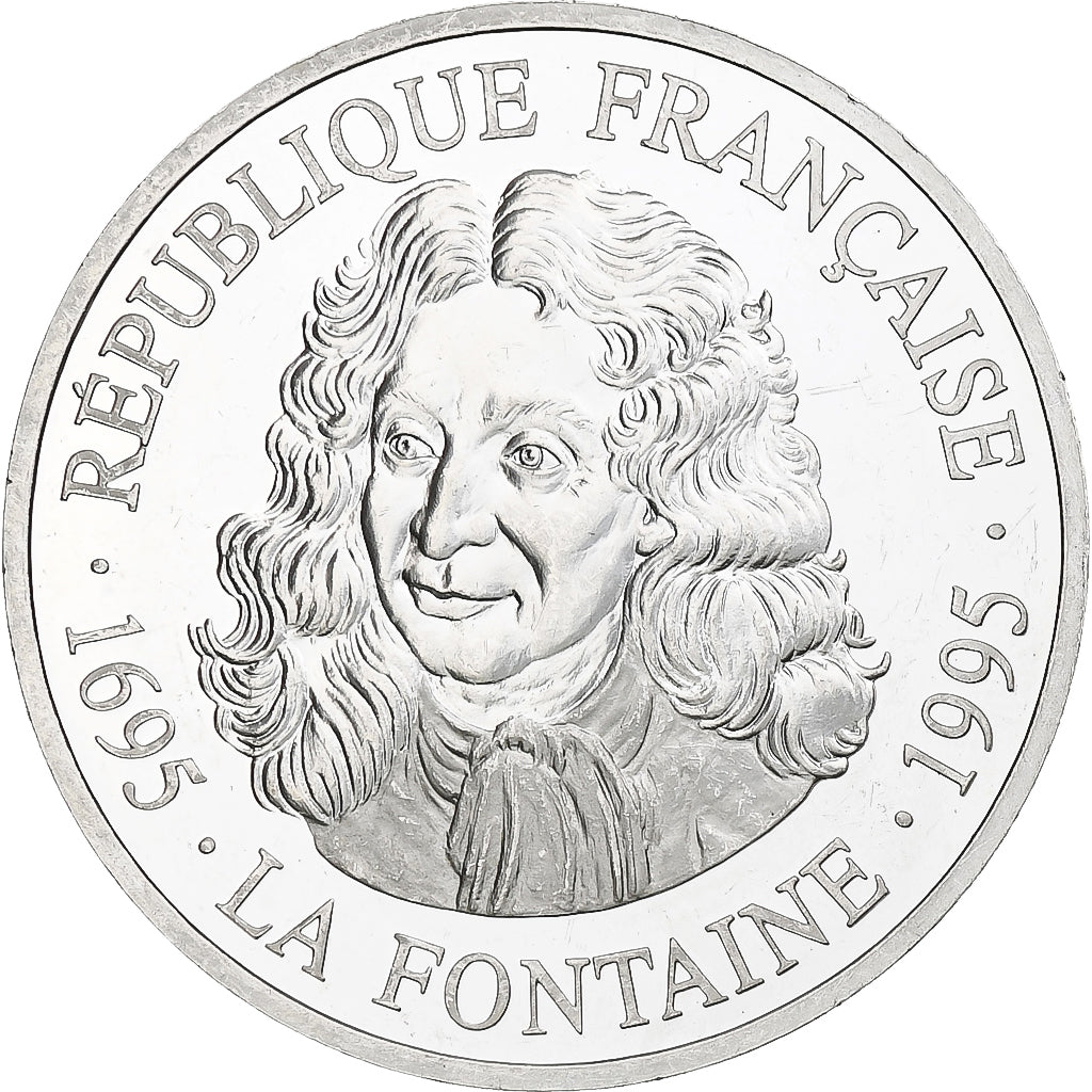 France, 100 Francs, Jean de la Fontaine, 1995, Monnaie de Paris, BE, Silver