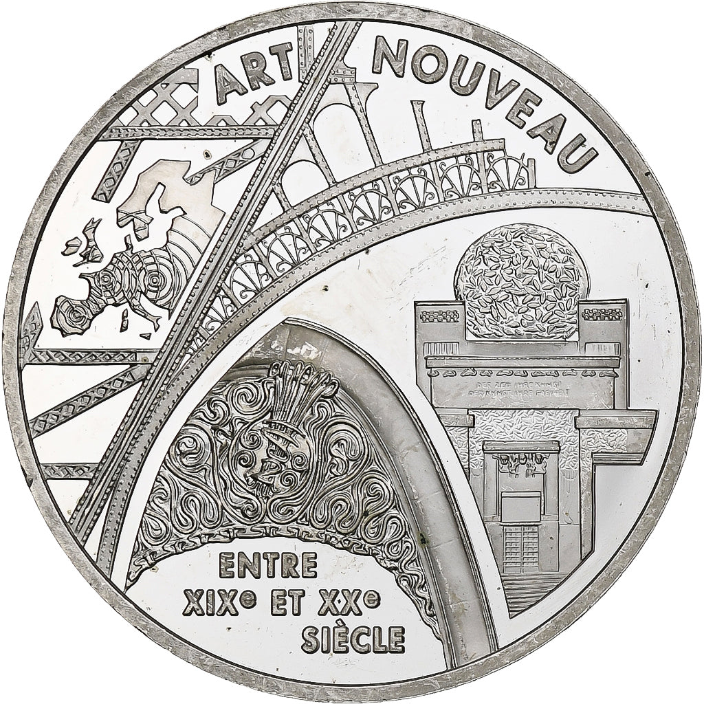 France, 6.55957 Francs, Art Nouveau, 2000, Monnaie de Paris, BE, Silver