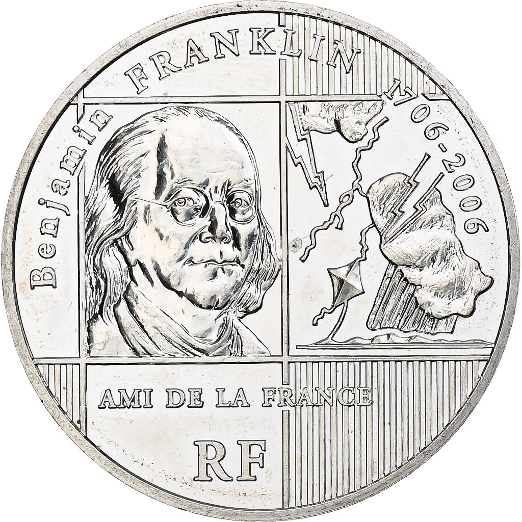 France, 1/4 Euro, Benjamin Franklin, 2006, Monnaie de Paris, BE, MS(60-62)