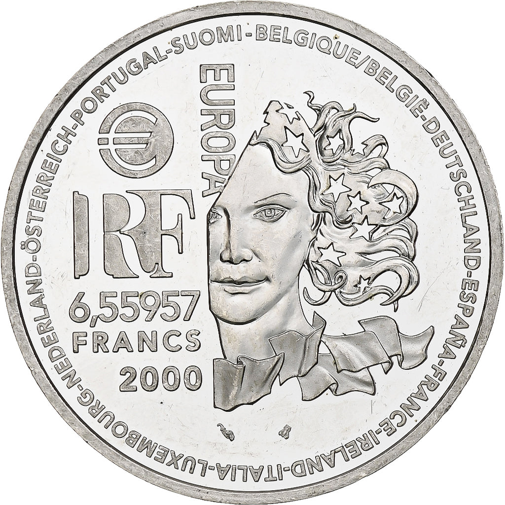 France, 6.55957 Francs, Art Moderne, 2000, Monnaie de Paris, BE, Silver