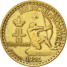 MONACO, Franc, 1924, Poissy, KM #111, EF(40-45), Aluminum-Bronze, Gadoury #127,.