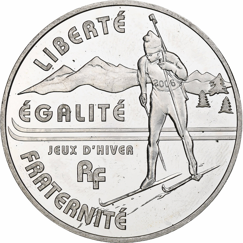 France, 1 1/2 Euro, Biathlon, 2005, Monnaie de Paris, BE, MS(60-62), Silver