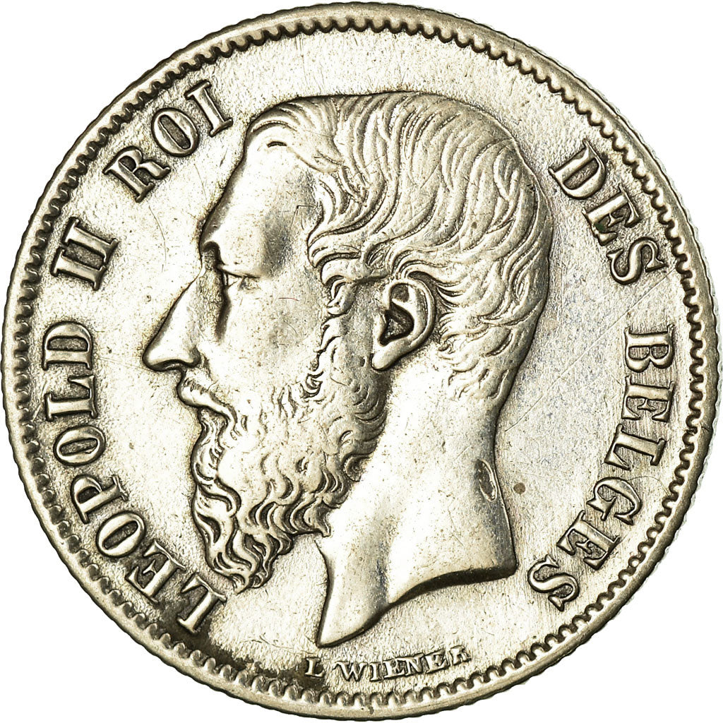 Coin, Belgium, Leopold II, 50 Centimes, 1867, EF(40-45), Silver, KM:26