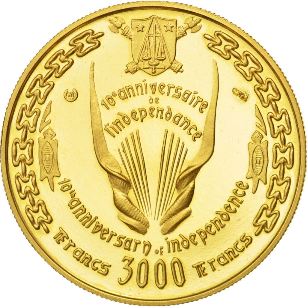 CAMEROON, 3000 Francs, 1970, KM #19, graded, PCGS, MS(65-70), Gold, 10.54