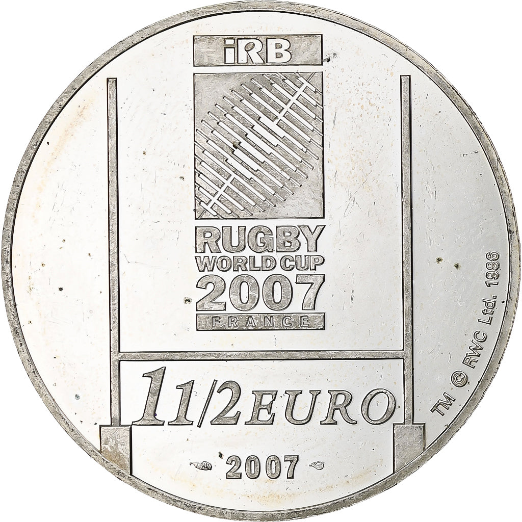France, 1 1/2 Euro, Coupe du monde de rugby, 2007, Monnaie de Paris, BE, SUP+