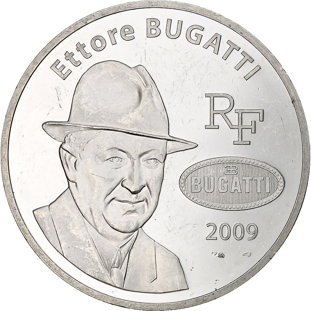 França, 10 Euro, Ettore Bugatti, 2009, Monnaie de Paris, BE, MS(60-62), Prata