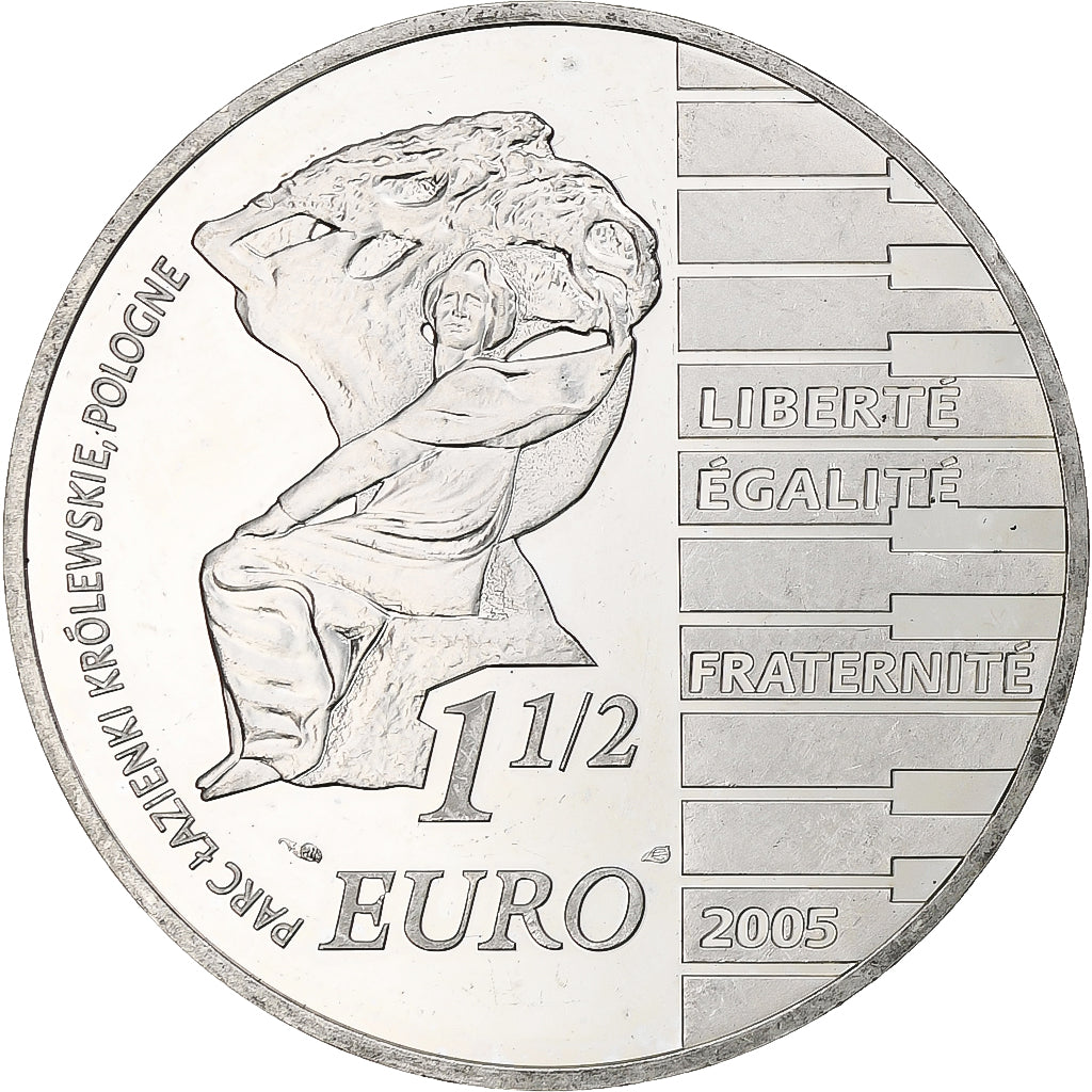France, 1 1/2 Euro, Frédéric Chopin, 2005, Monnaie de Paris, BE, MS(60-62)