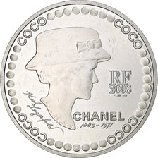 France, 5 Euro, Coco Chanel, 2008, Monnaie de Paris, BE, MS(60-62), Silver