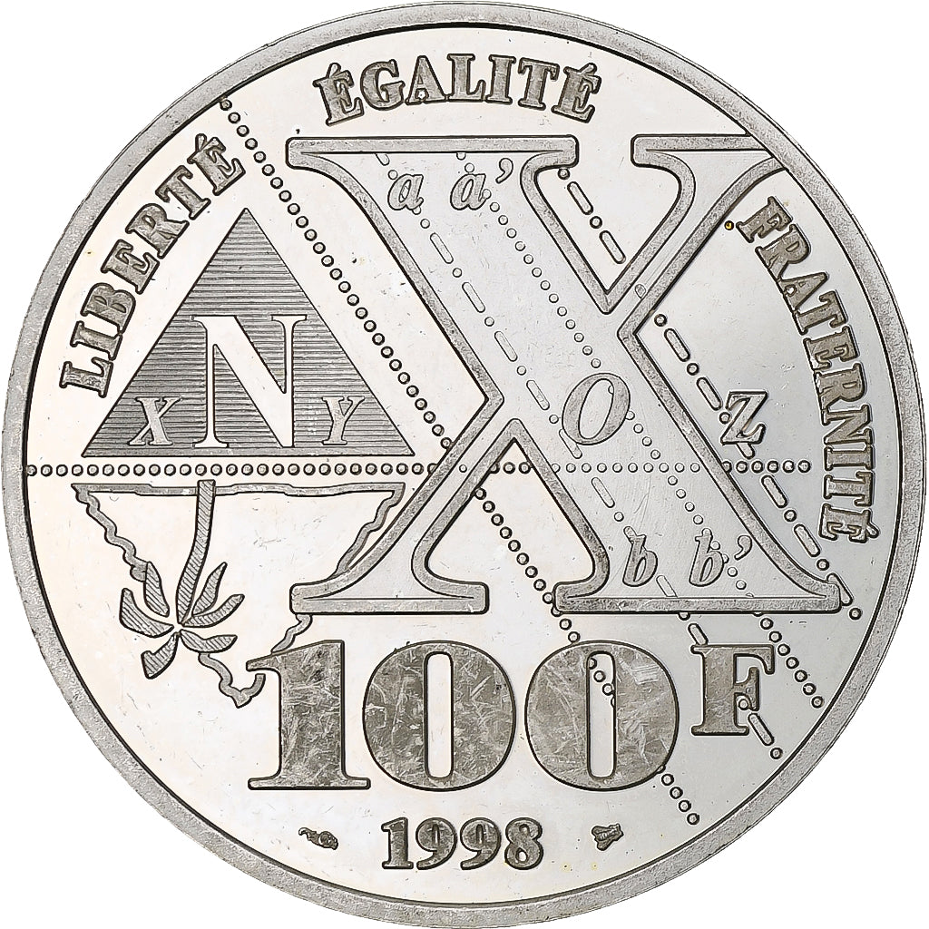 France, 100 Francs, Gaspard Monge, 1998, Monnaie de Paris, BE, Silver
