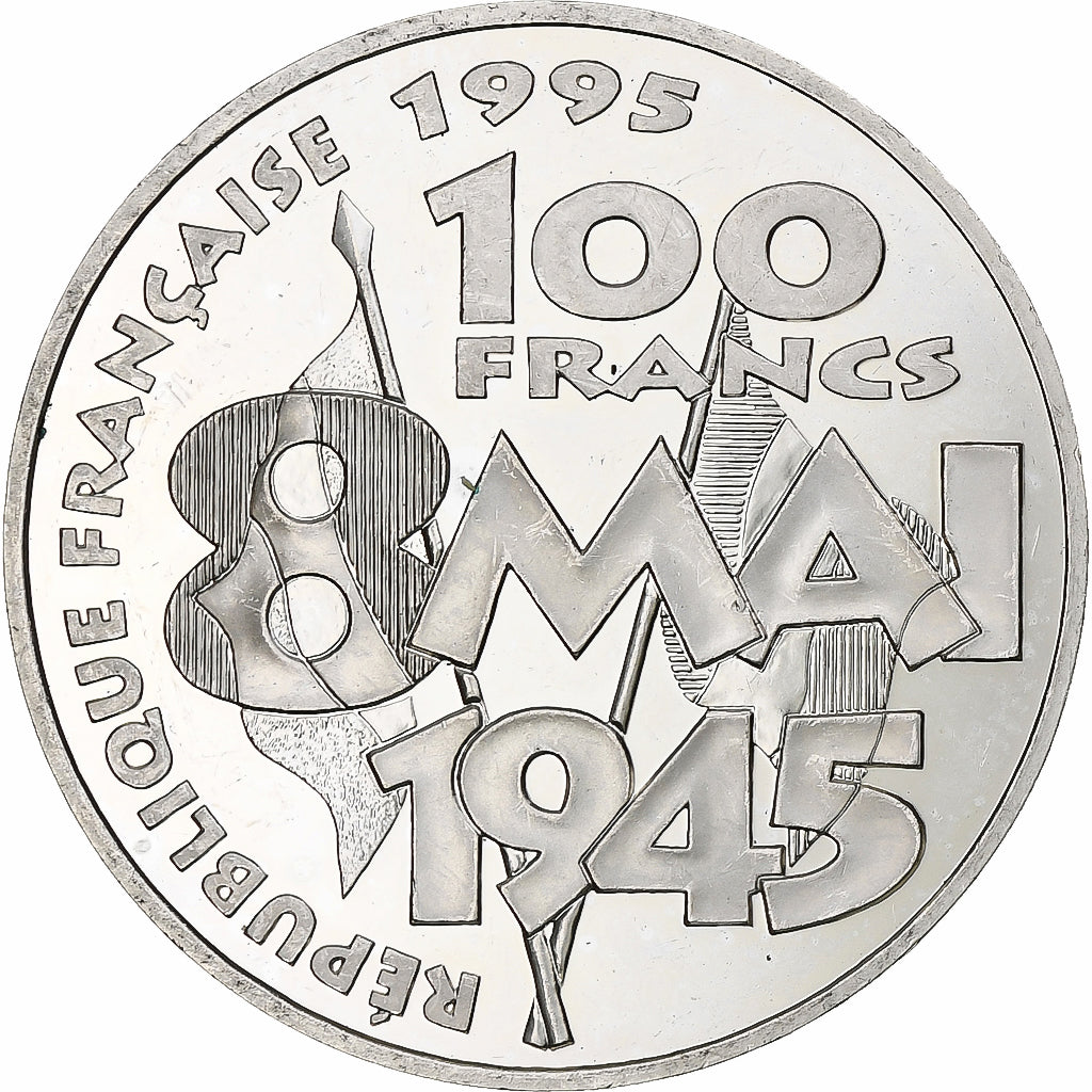 France, 100 Francs, 8 Mai 1945, 1995, Monnaie de Paris, BE, Silver, MS(60-62)