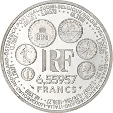 France, 6.55957 Francs, Europa, 1999, Monnaie de Paris, BE, Silver, MS(60-62)