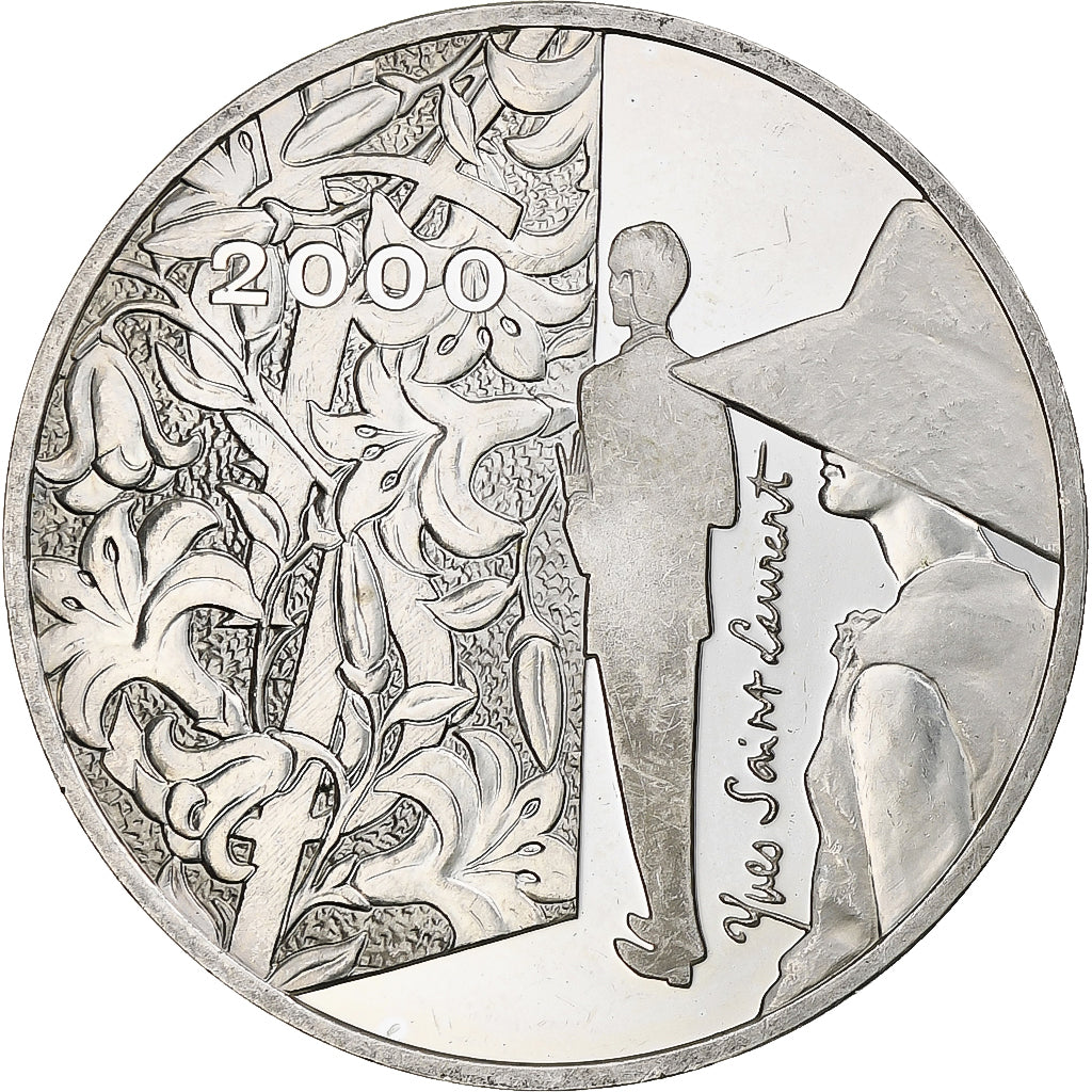 France, 10 Francs, Yves Saint Laurent, 2000, Monnaie de Paris, BE, Silver