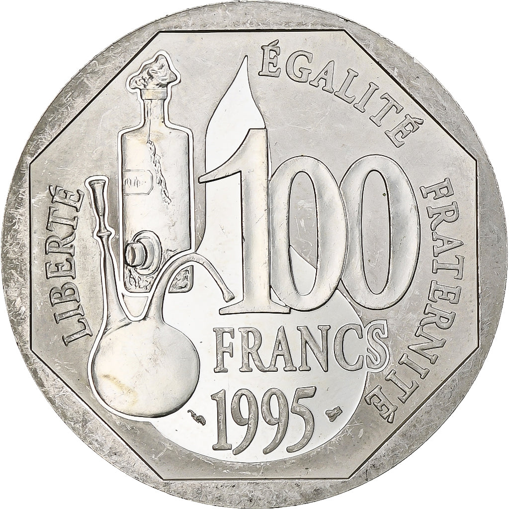 France, 100 Francs, Louis Pasteur, 1995, Monnaie de Paris, BE, Silver