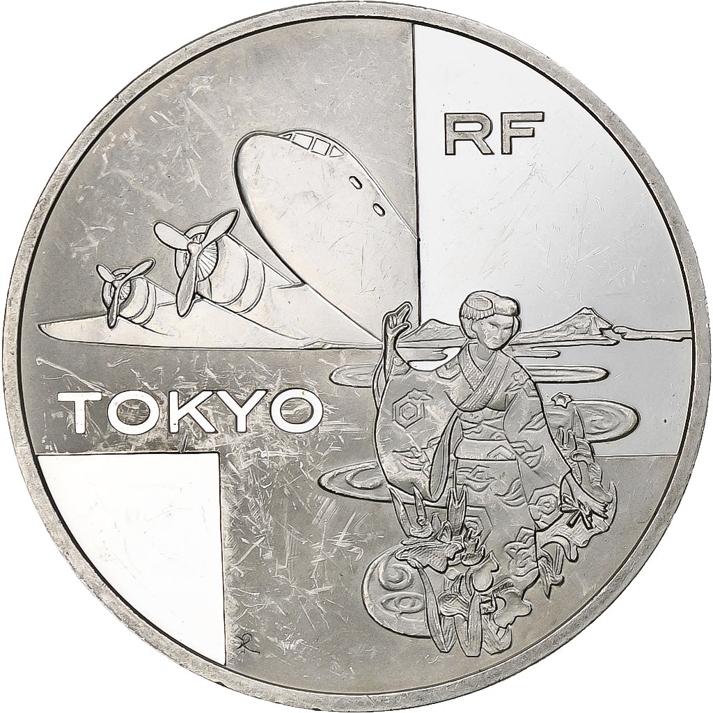 Francja, 1 1/2 Euro, Vol Paris-Tokyo, 2003, Monnaie de Paris, BE, MS(60-62)