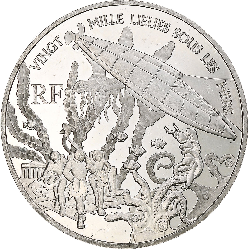 France, 1 1/2 Euro, Jules Verne, 2005, Monnaie de Paris, BE, MS(60-62), Silver