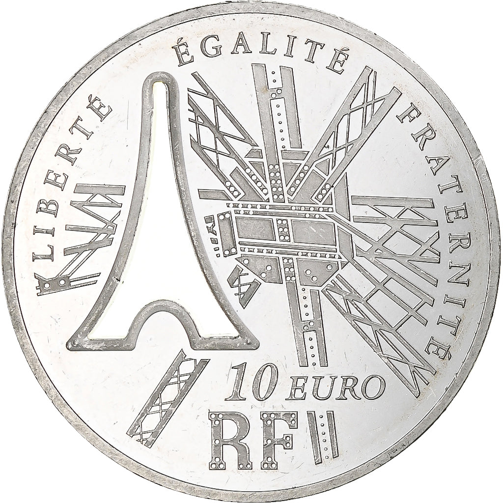 France, 10 Euro, Gustave Eiffel, 2009, Monnaie de Paris, BE, MS(60-62), Silver