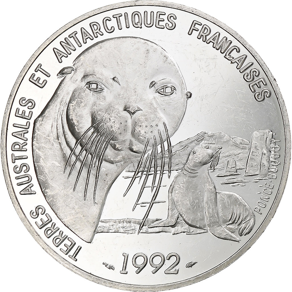 France, 100 Francs, Dumont D'Urville, 1992, Monnaie de Paris, BE, Silver