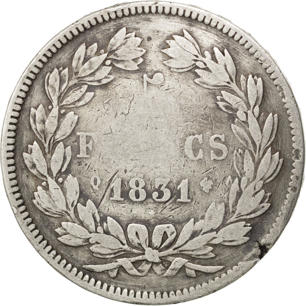 FRANCE, Louis-Philippe, 5 Francs, 1831, Perpignan, KM #745.11, VG(8-10),...
