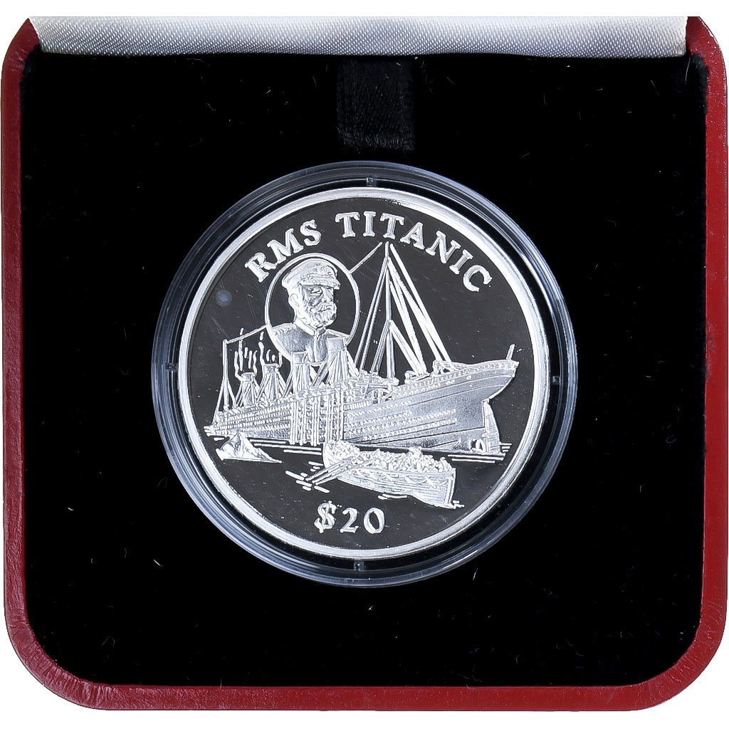 Liberia, 20 Dollars, Titanic, 1998, Pobjoy Mint, BE, Argento, FDC, KM:364