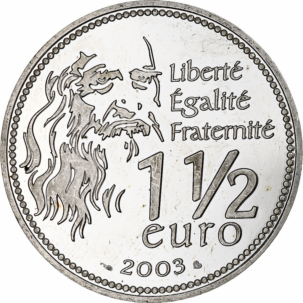 Francia, 1 1/2 Euro, Mona Lisa, 2003, Monnaie de Paris, BE, SPL, Argento