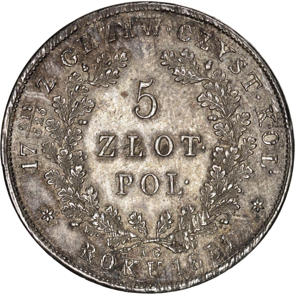 Poland, Nicholas I, 5 Zlotych, 1831, Warsaw, KM:124, PCGS AU55