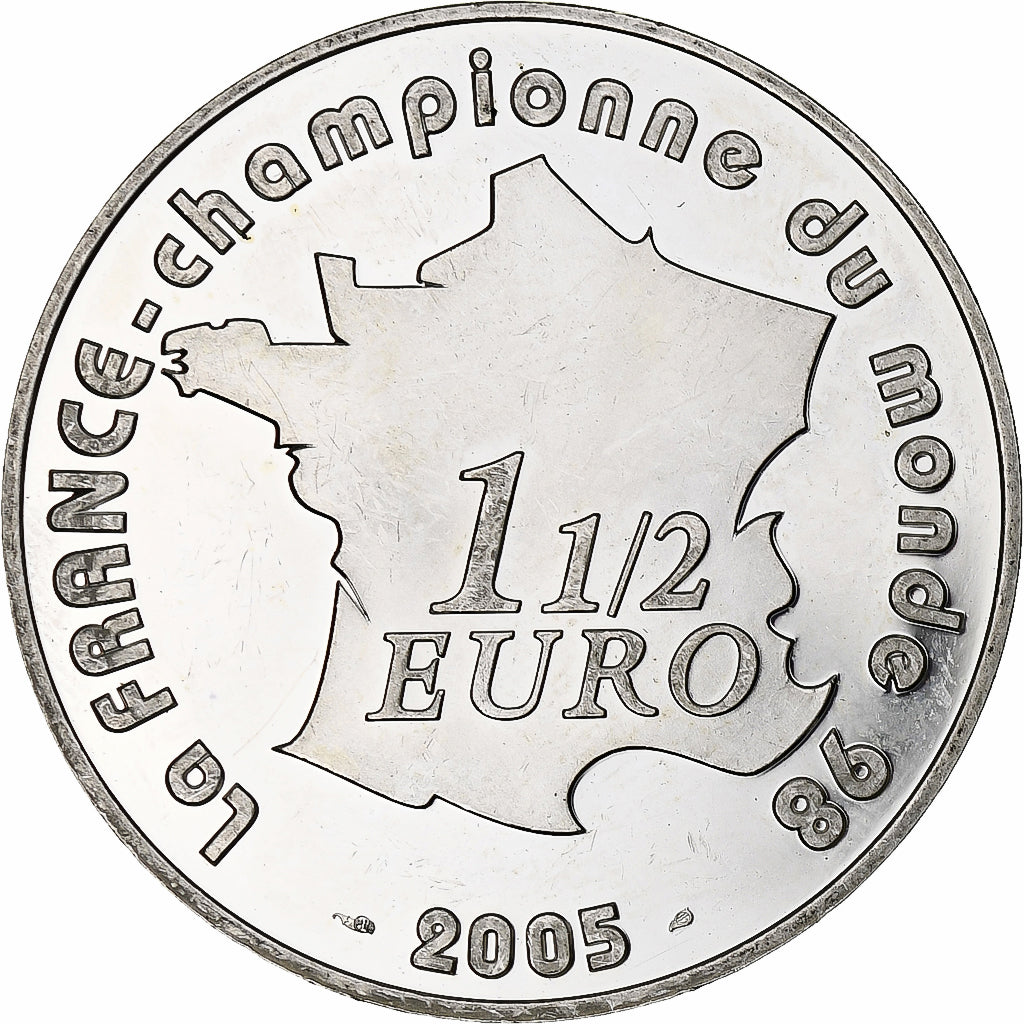 France, 1 1/2 Euro, Coupe du monde, 2005, Monnaie de Paris, BE, MS(60-62)