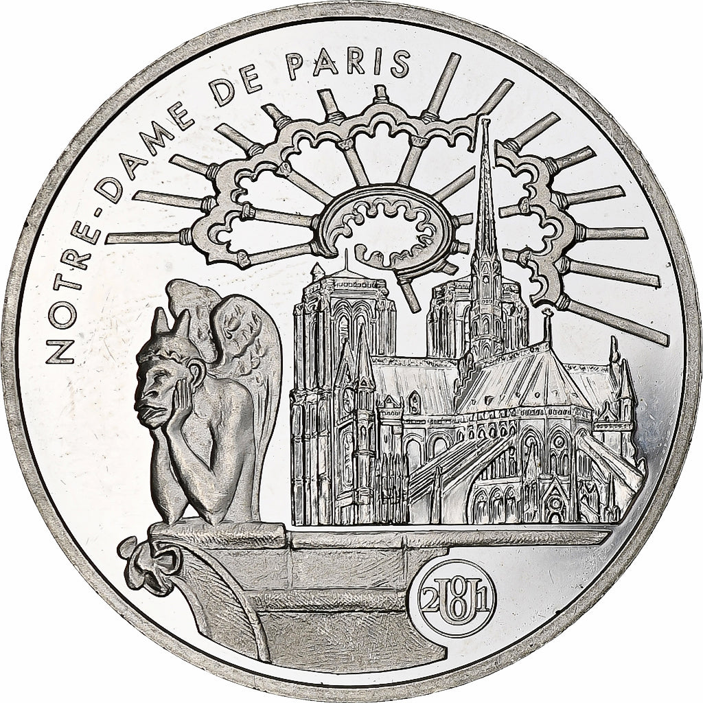 France, 10 Francs, Notre-Dame de Paris, 2001, Monnaie de Paris, BE, Silver