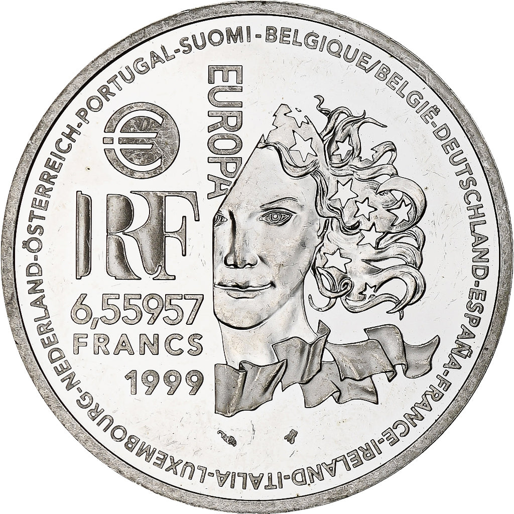 France, 6.55957 Francs, Art Roman, 1999, Monnaie de Paris, BE, Silver