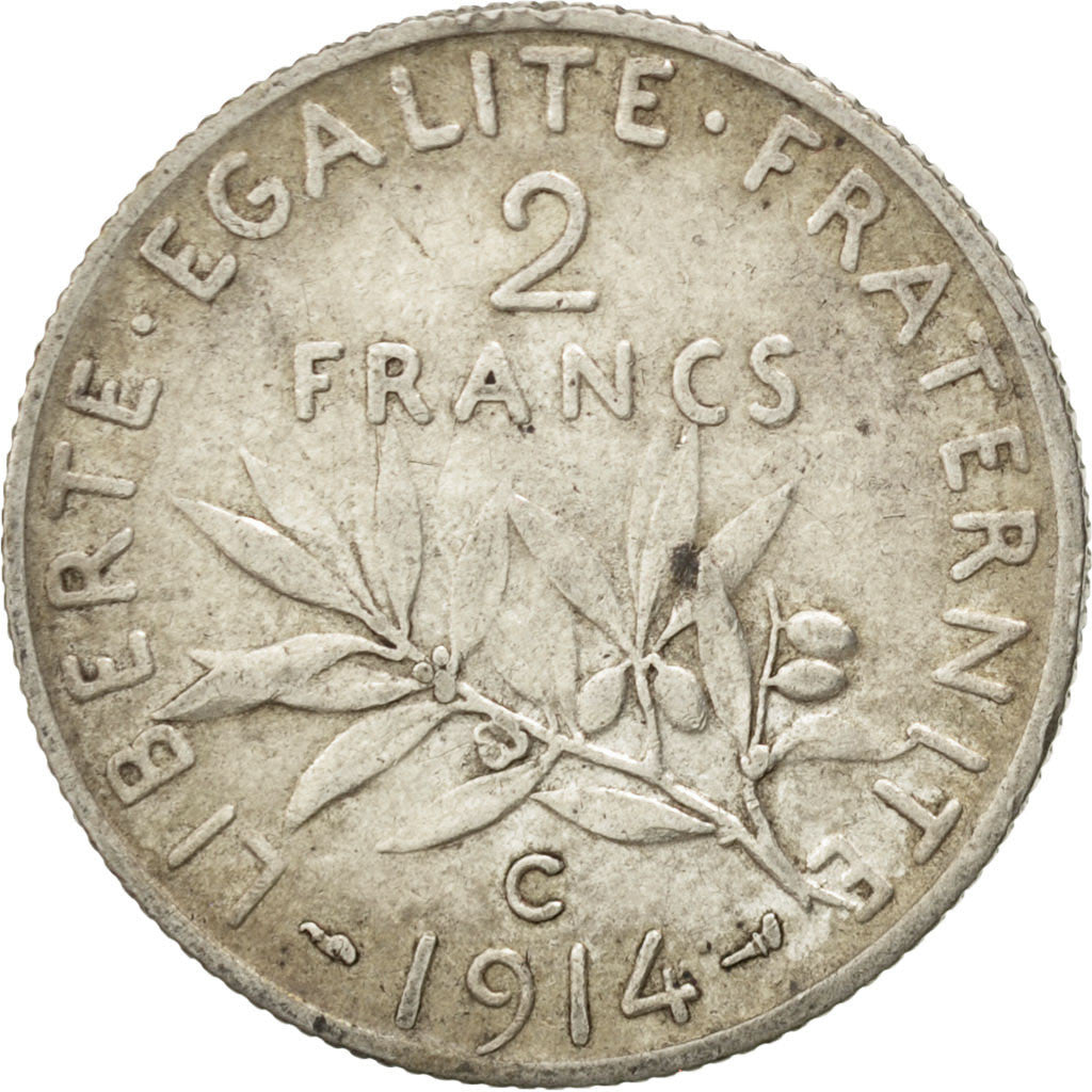 Monnaie, France, Semeuse, 2 Francs, 1914, Castelsarrasin, TTB, Argent, KM:845.2
