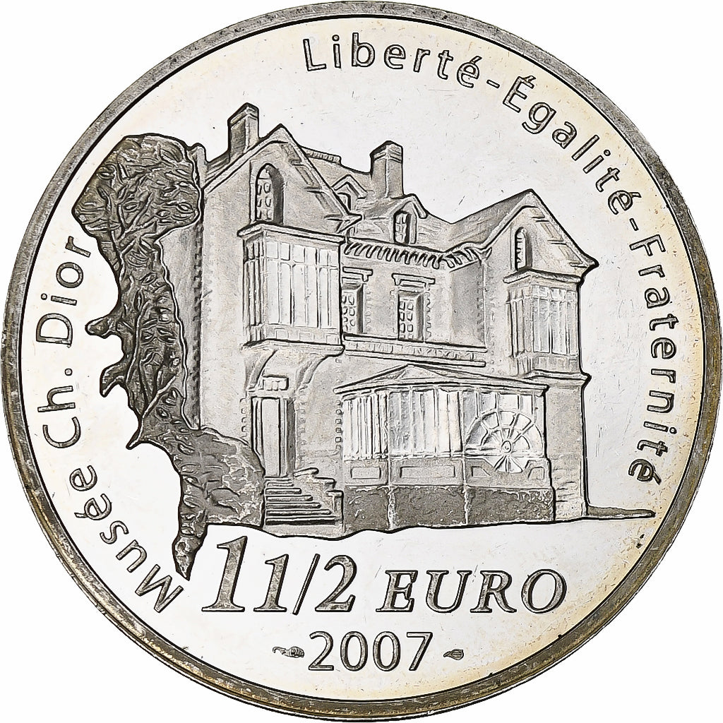 France, 1 1/2 Euro, Christian Dior, 2007, Monnaie de Paris, BE, MS(60-62)