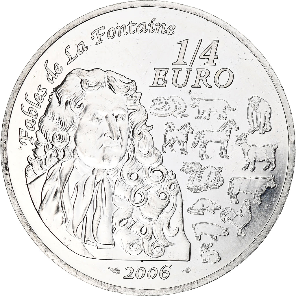 Francia, 1/4 Euro, Année du Chien/La Fontaine, 2006, Monnaie de Paris, BE