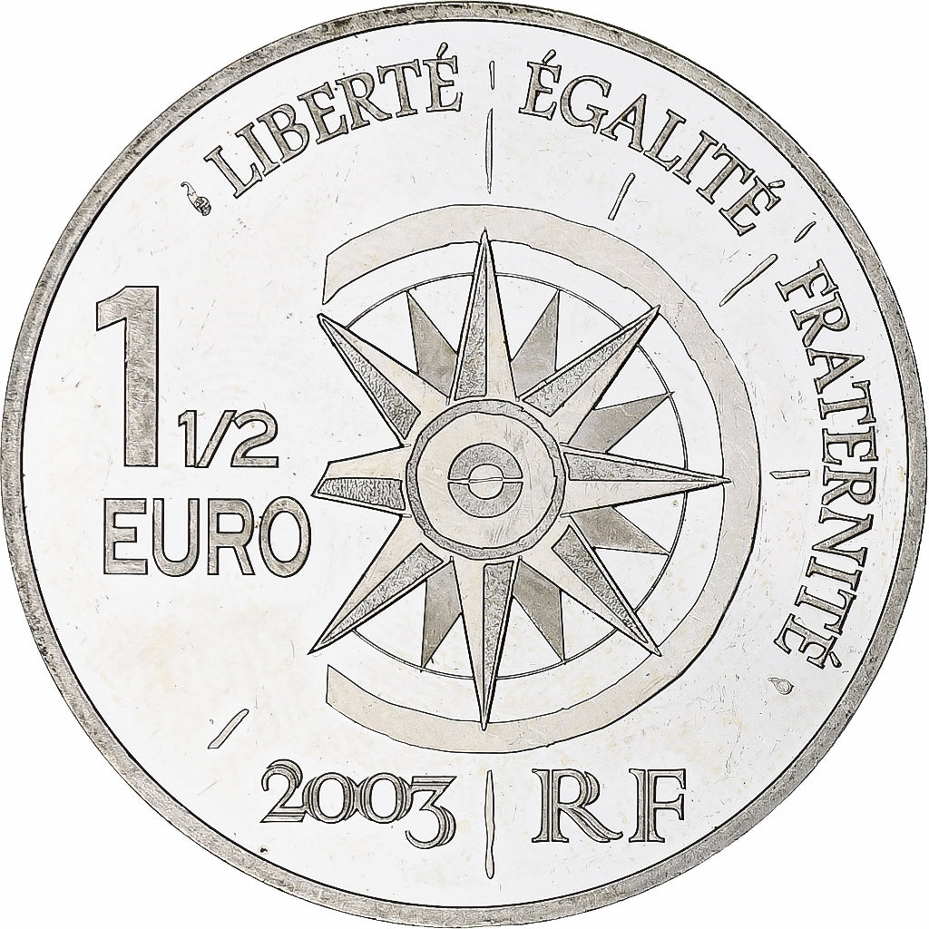France, 1 1/2 Euro, Le Normandie, 2003, Monnaie de Paris, BE, MS(60-62), Silver