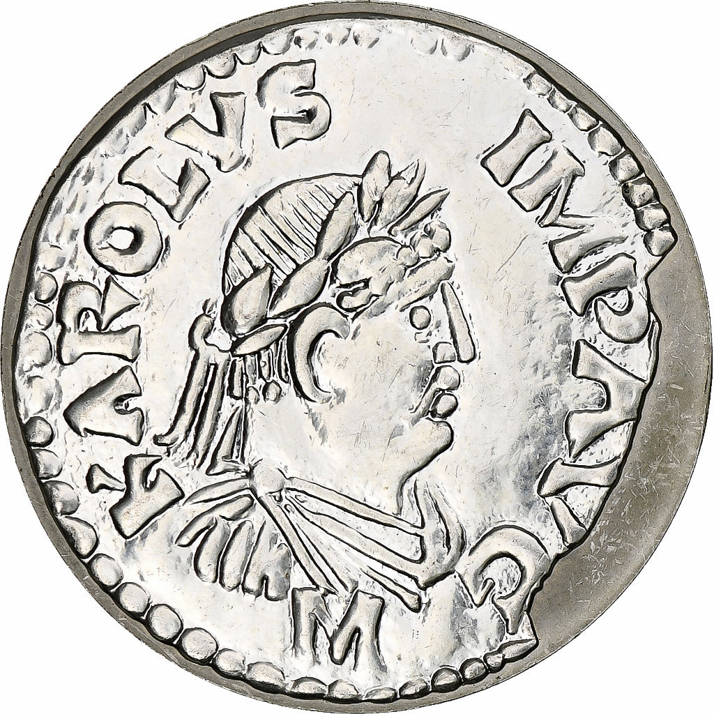 France, 10 Francs, Denier de Charlemagne, 2000, Monnaie de Paris, BE, Silver