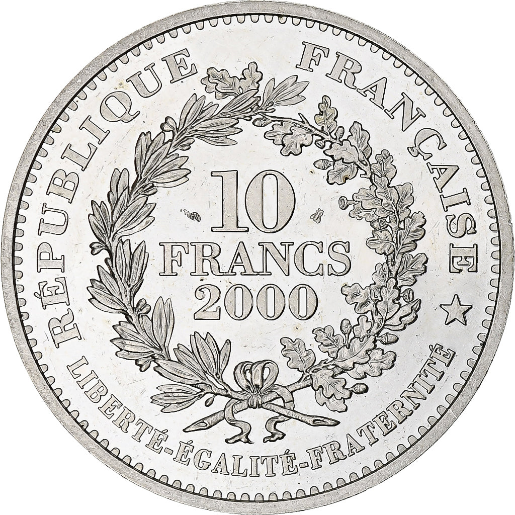 France, 10 Francs, Denier de Charlemagne, 2000, Monnaie de Paris, BE, Silver