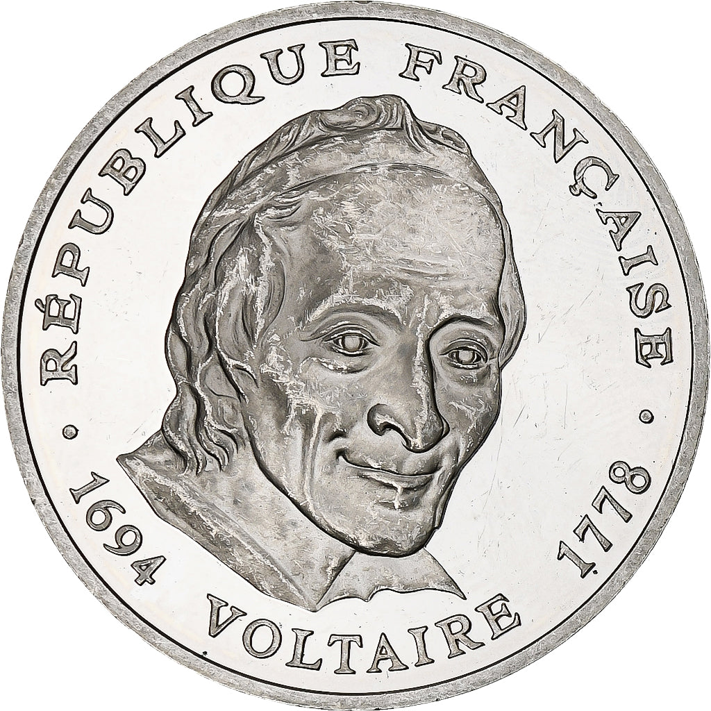 France, 100 Francs, Voltaire, 1994, Monnaie de Paris, BE, Silver, MS(60-62)