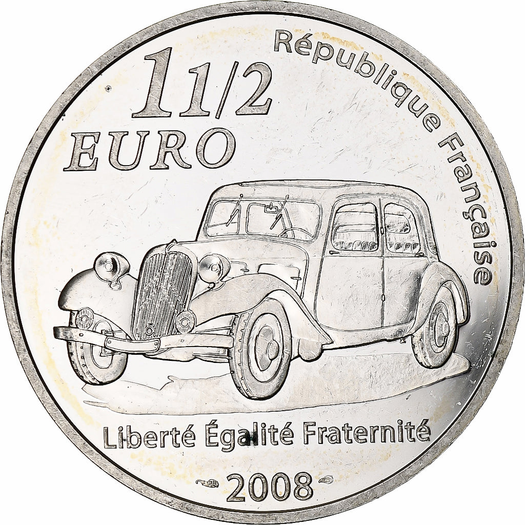 France, 1 1/2 Euro, André Citroën, 2008, Monnaie de Paris, BE, MS(60-62)