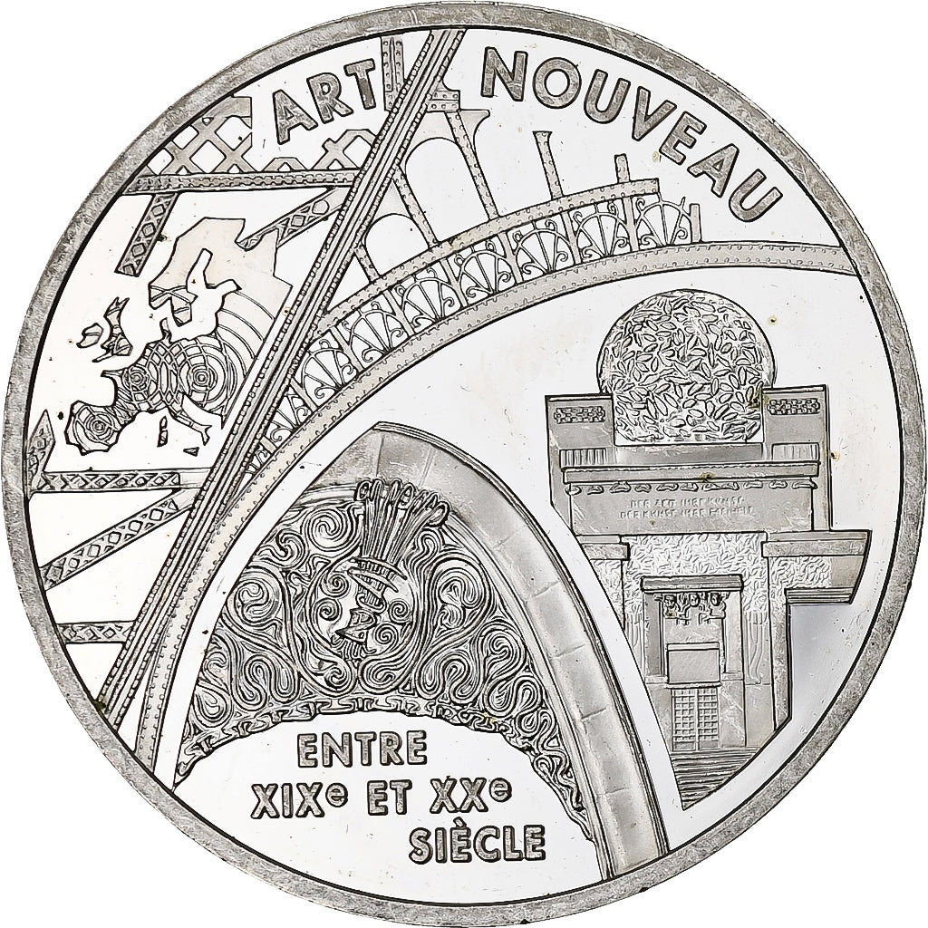 France, 6.55957 Francs, Art Nouveau, 2000, Monnaie de Paris, BE, Silver