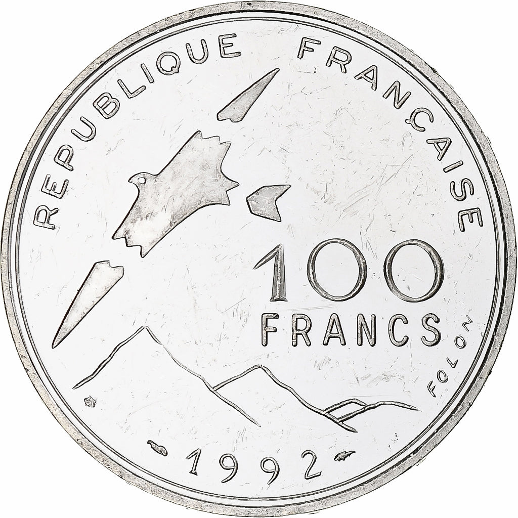 France, 100 Francs, Albertville paralympiques, 1992, Monnaie de Paris, BE
