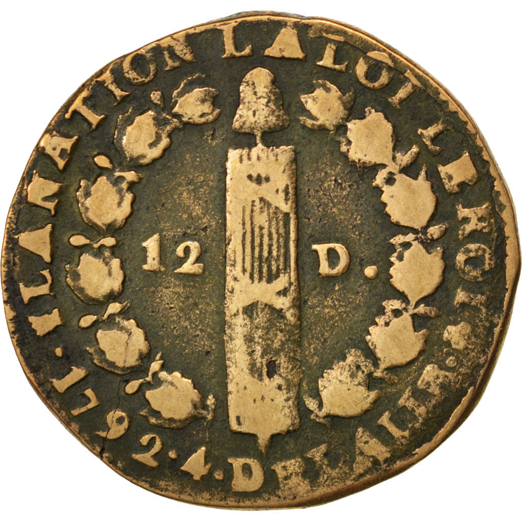 Constitution, 12 Deniers François, 1792 I, Limoges, Gadoury 15