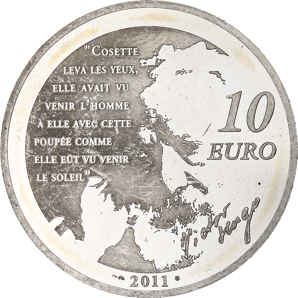 France, 10 Euro, Cosette, 2011, Monnaie de Paris, BE, MS(60-62), Silver, KM:1827