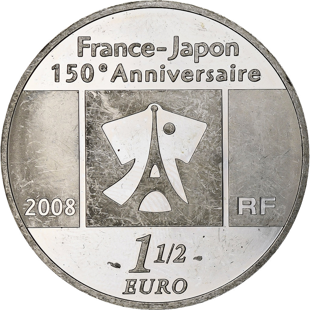 Francia, 1 1/2 Euro, Paris-Tokyo, 2008, Monnaie de Paris, BE, EBC+, Plata