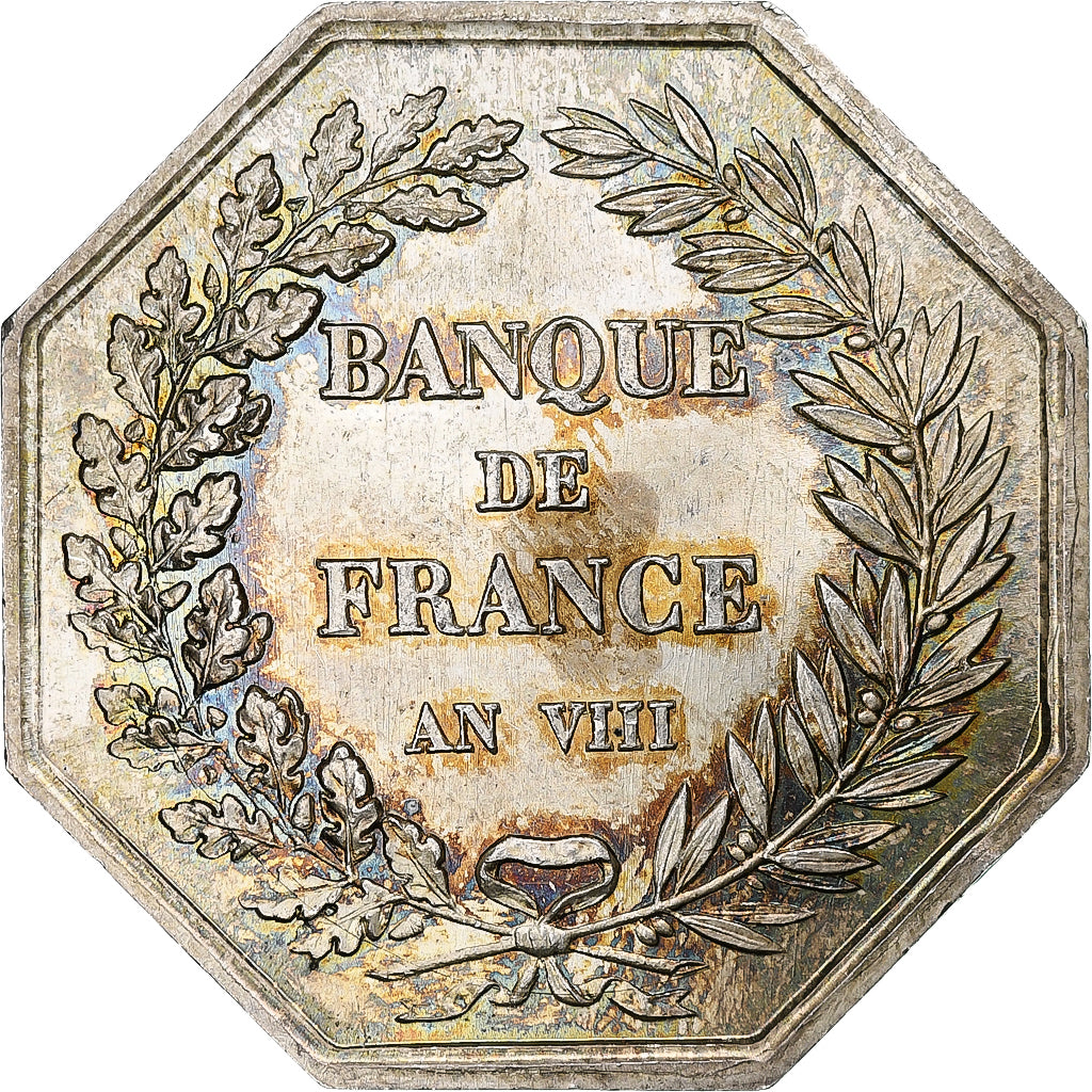 France, Token, Banque de France, An VIII, MS(63), Silver, Jacqmin:11a