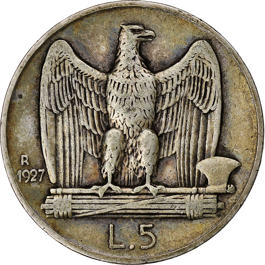 Italie, Vittorio Emanuele III, 5 Lire, 1927, Rome, Argent, TTB, KM:67.1