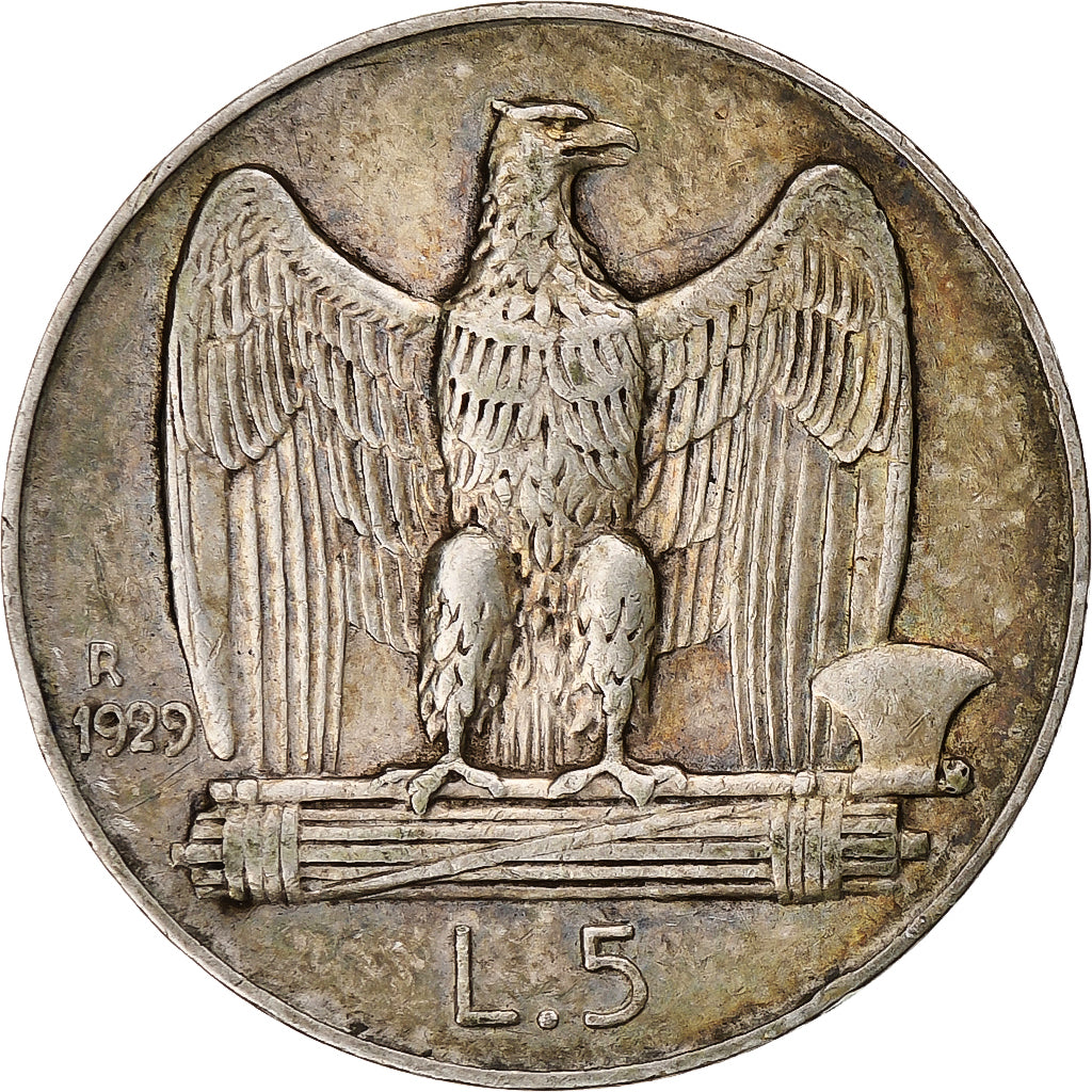 Italie, Vittorio Emanuele III, 5 Lire, 1929, Rome, Argent, TTB+, KM:67.1