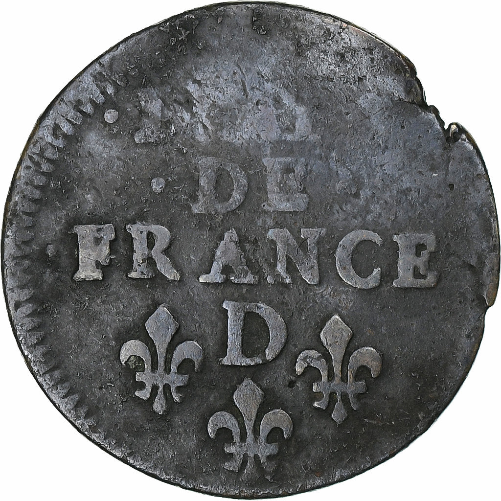 France, Louis XIV, Liard, Vimy, Copper, VF(30-35), Gadoury:80, KM:192