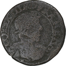 França, Louis XIII, Double Tournois, 1637, Cobre, F(12-15), Gadoury:11