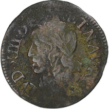 France, Louis XIII, Double Tournois, 164[?], Copper, VF(20-25), Gadoury:12