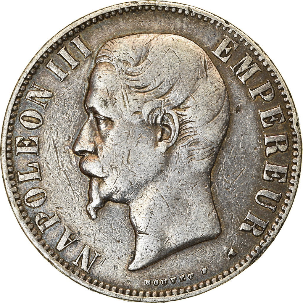 Moneda, Francia, Napoleon III, Napoléon III, 5 Francs, 1856, Paris, BC+, Plata
