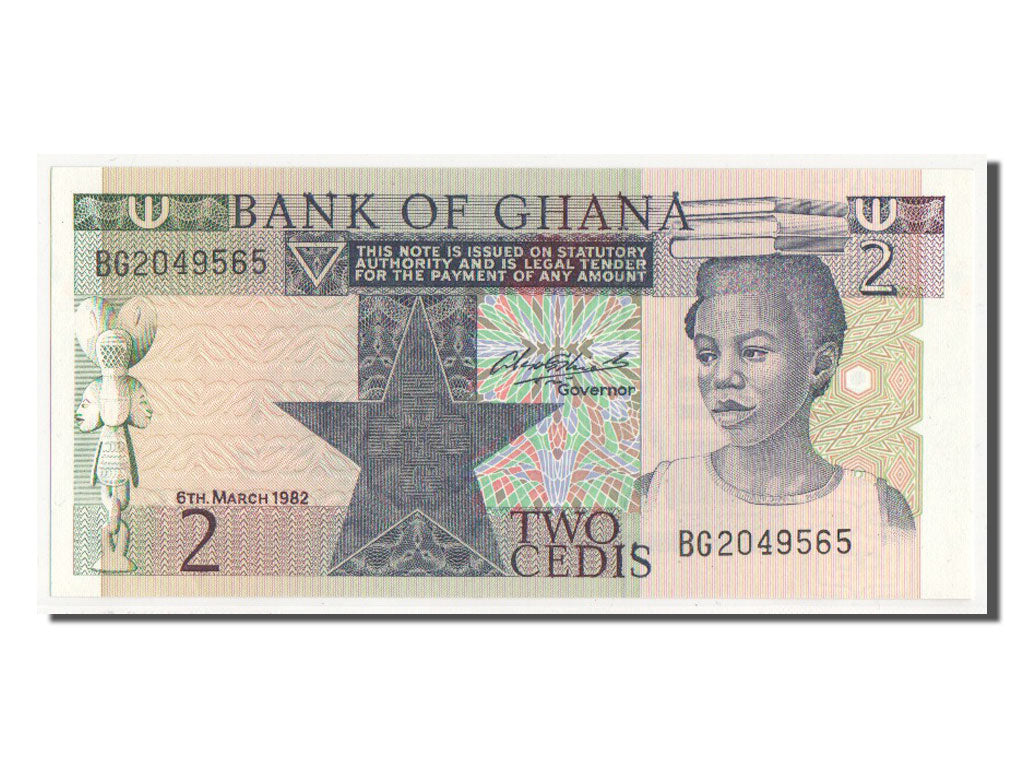Ghana, 2 Cedis, 1982, KM #18d, UNC(63), BG2049565